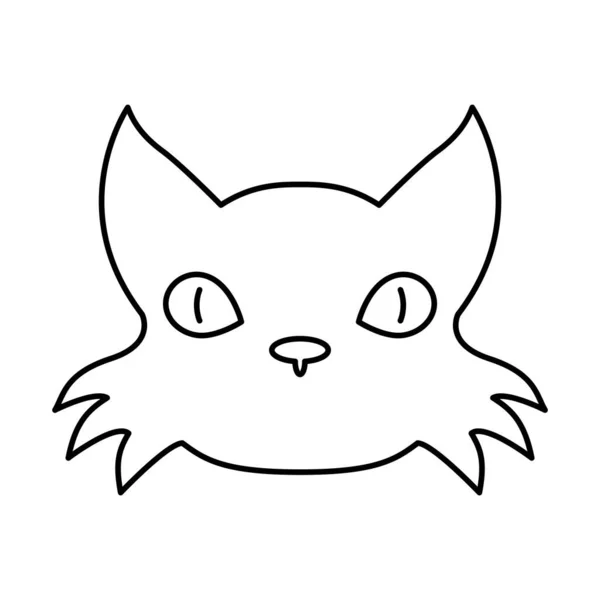 Halloween cat black head line style icon — Stockvektor