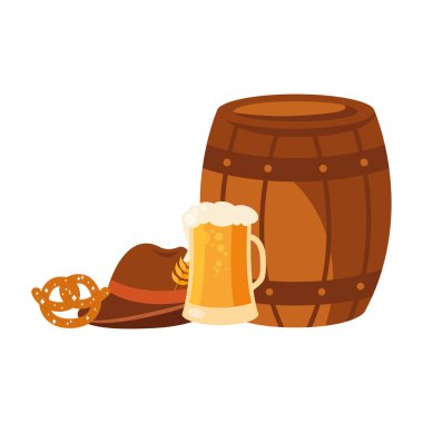Ekim Festivali fıçı şapka ve simit vektör tasarımı