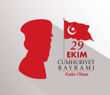 ekim bayrami kutlaması asker silueti ve direkte hindi bayrağıyla