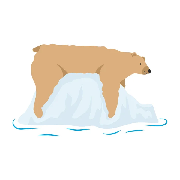 Urso polar animal selvagem no ícone iceberg — Vetor de Stock