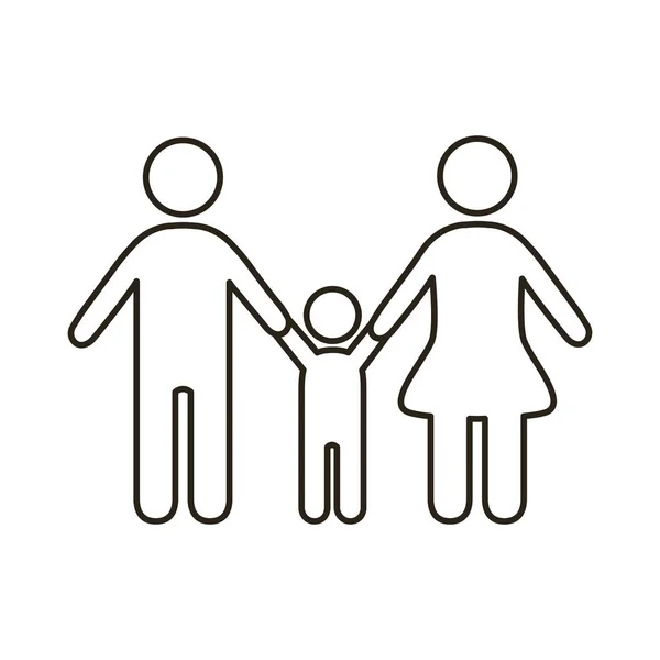 父母夫妇与儿子数字线条风格图标 — 图库矢量图片
