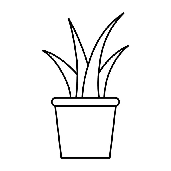 Seramik saksı çizgisi tarzında ev bitkisi — Stok Vektör