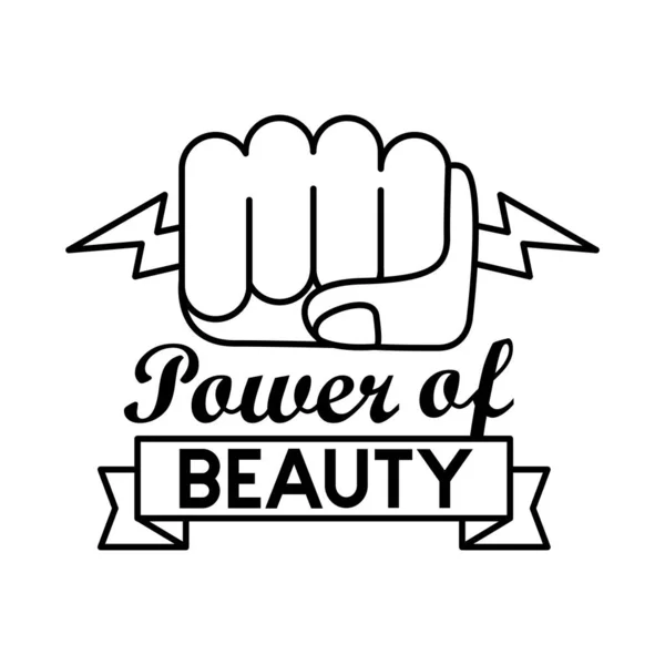 Power of beauty feminism lettering line style icon — Stock Vector