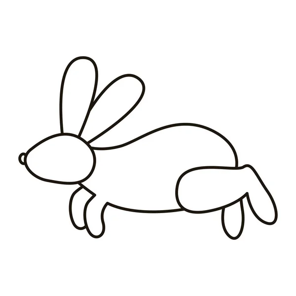 Cute little rabbit running spring animal line style icon — Stock Vector