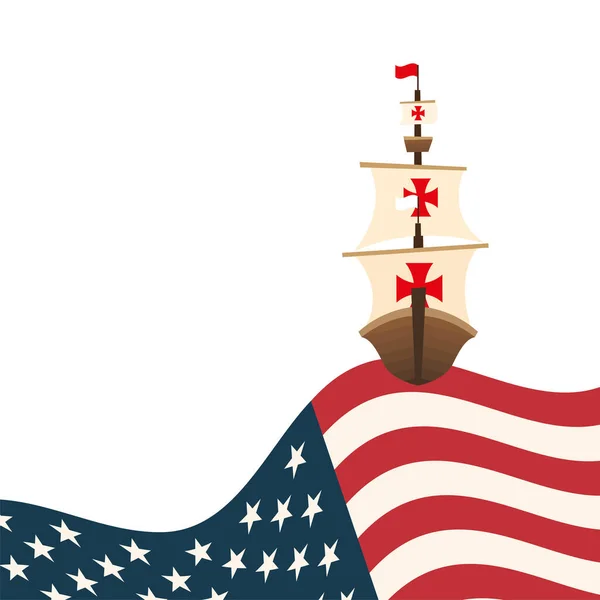 Χριστόφορος Κολόμβος πλοίο με ΗΠΑ διανυσματικό σχεδιασμό — Διανυσματικό Αρχείο