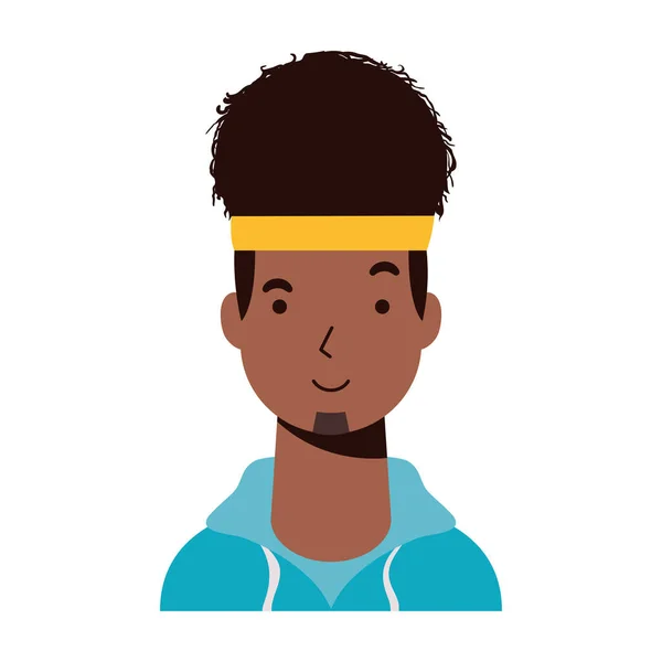 Afro étnico homem com esporte desgaste personagem ícone —  Vetores de Stock