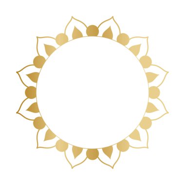 Çiçek şekilli vektör dizaynında çember altın süs