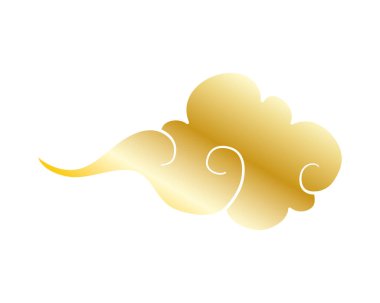 Altın Çin bulut gökyüzü izole ikonu