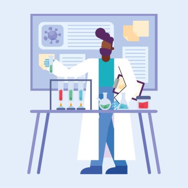 covid 19 virüs aşısı araştırması ve kimyasal siyah adam matara tasarımı