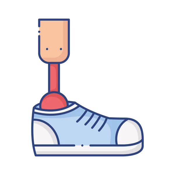 Prótesis de pierna con zapato icono de estilo plano — Vector de stock