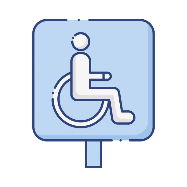 Fauteuil roulant handicapés signalisation trafic plat style icône — Image vectorielle