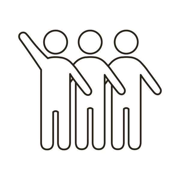 Groep van mannelijke gemeenschap cijfers lijn stijl pictogram — Stockvector