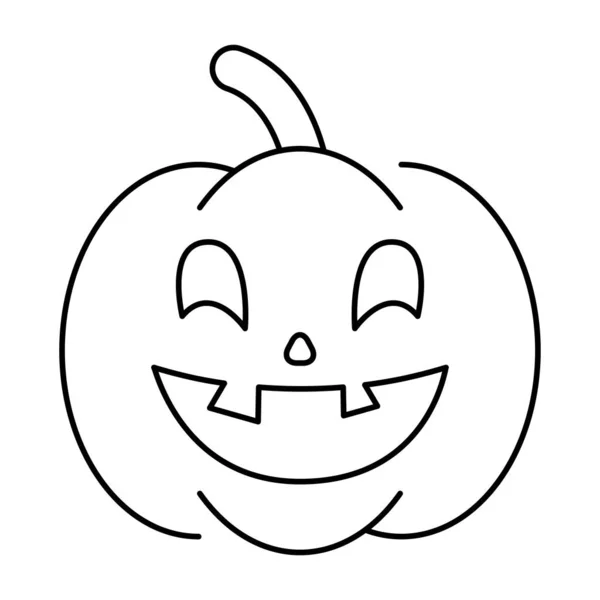 Citrouille halloween avec icône de ligne de style visage — Image vectorielle