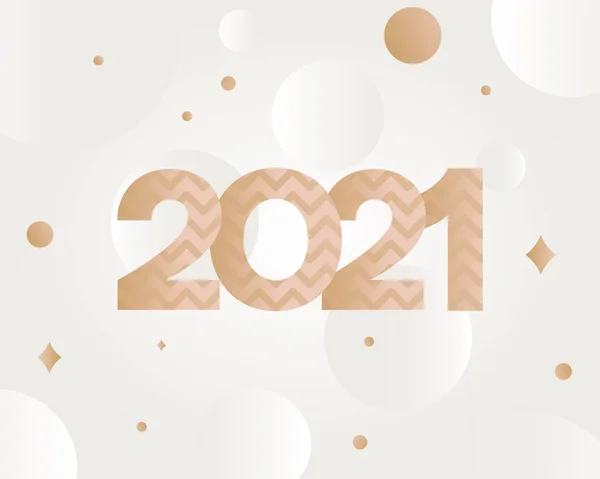 2021 Feliz año nuevo zig zag oro vector de diseño — Vector de stock