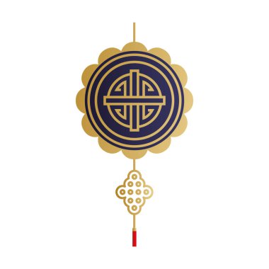 Çin serveti askısı, altın ve bluevector tasarımı.