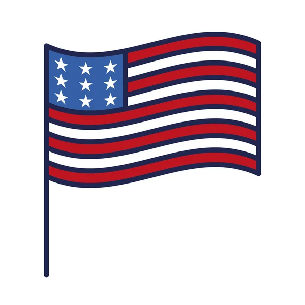 Лінія прапора США і значок заповнення стилю векторний дизайн — стоковий вектор