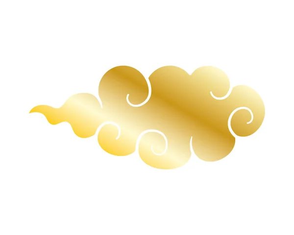 금빛 중국 먹구름 고립 아이콘 — 스톡 벡터