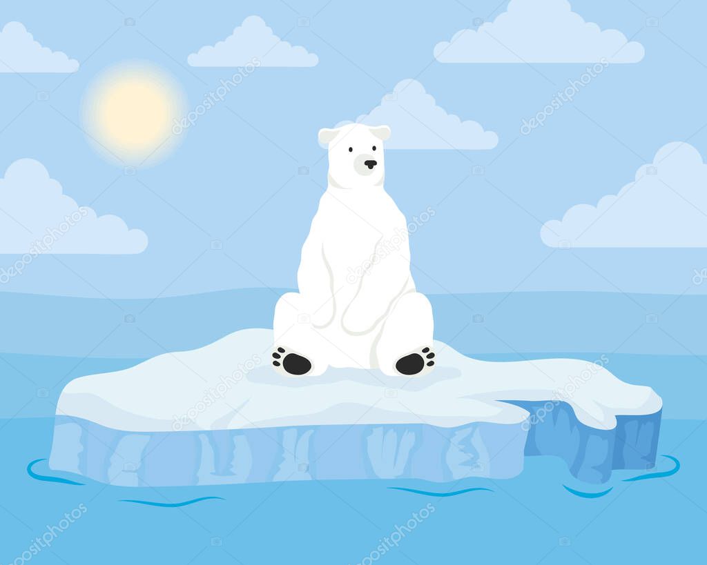 iceberg block arctic scene with polar bear