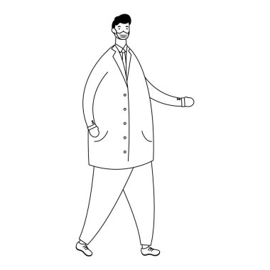 Tıbbi maske takan doktor karakter