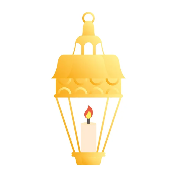 Golden lamp and candle decoration — Stock Vector
