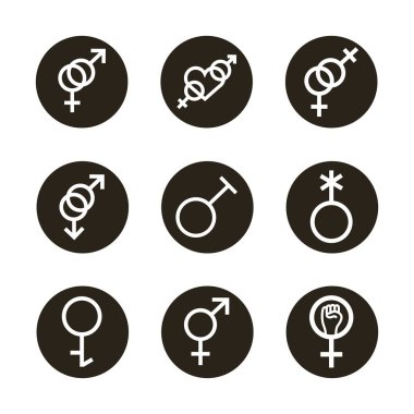 Cinsel yönelim bloğu biçim simgelerinin dokuz cinsiyet sembolü demeti