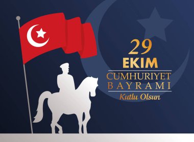 ekim bayrami at siluetinde asker ve direkte hindi bayrağıyla kutlama yapıyor.