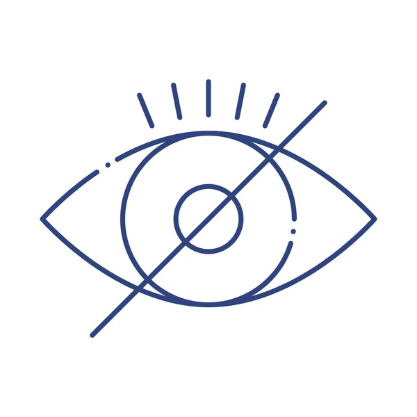 Blind öga med nekad symbol linje stil ikon — Stock vektor