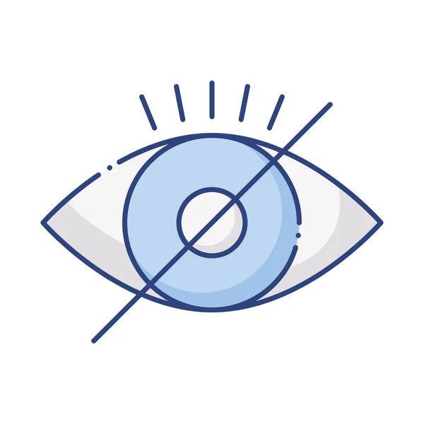 Blind oog met ontkend symbool platte stijl icoon — Stockvector