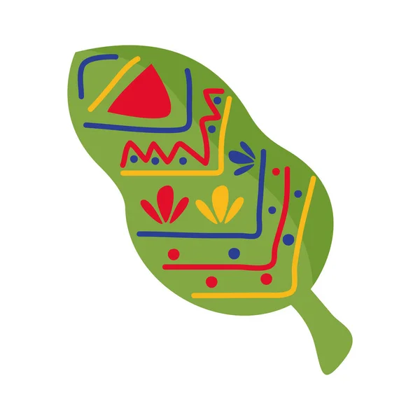 具有墨西哥装饰扁平风格的叶子植物 — 图库矢量图片