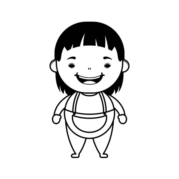 Feliz niña avatar carácter línea estilo — Vector de stock