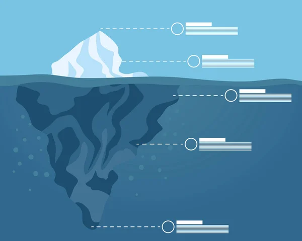 Iceberg bloc avec infographie arctique scène de nuit paysage — Image vectorielle