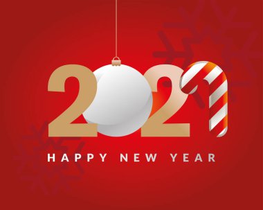 2021 Küre ve şeker vektör tasarımı ile mutlu yıllar