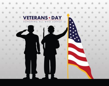 Askerleri selamlayan siluetler ve direkte bayrak taşıyan gaziler günün kutlu olsun.