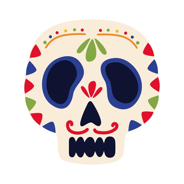 Tradicional cabeza de cráneo mexicano icono de estilo plano — Vector de stock
