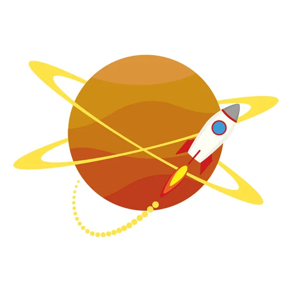 Raketomet spouštěč kolem ikony planety — Stockový vektor