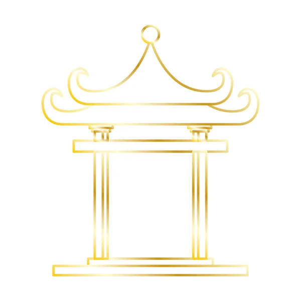 Goldene chinesische Turmsäulen Struktur Symbol — Stockvektor