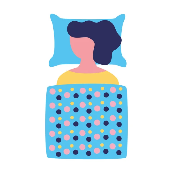 Joven mujer durmiendo carácter icono — Vector de stock