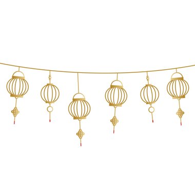 Altın vektör dizaynlı Çin lambaları