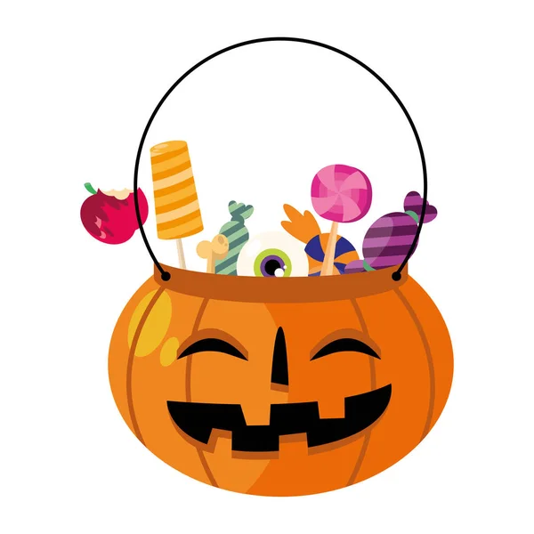 Halloween pumpa skål med godis vektor design — Stock vektor