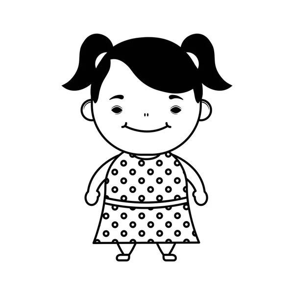 Felice stile linea personaggio avatar bambina — Vettoriale Stock