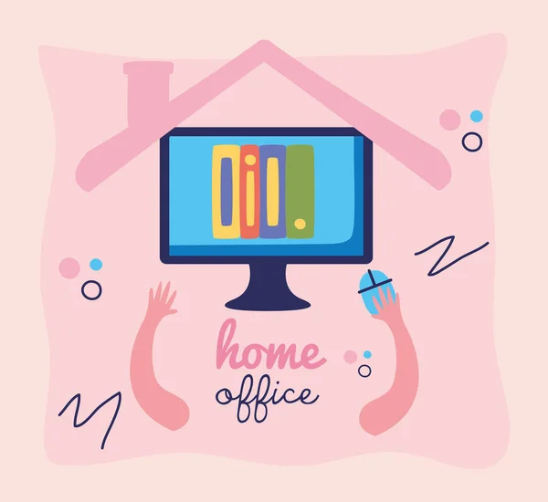 Home office betűk személy segítségével asztali — Stock Vector