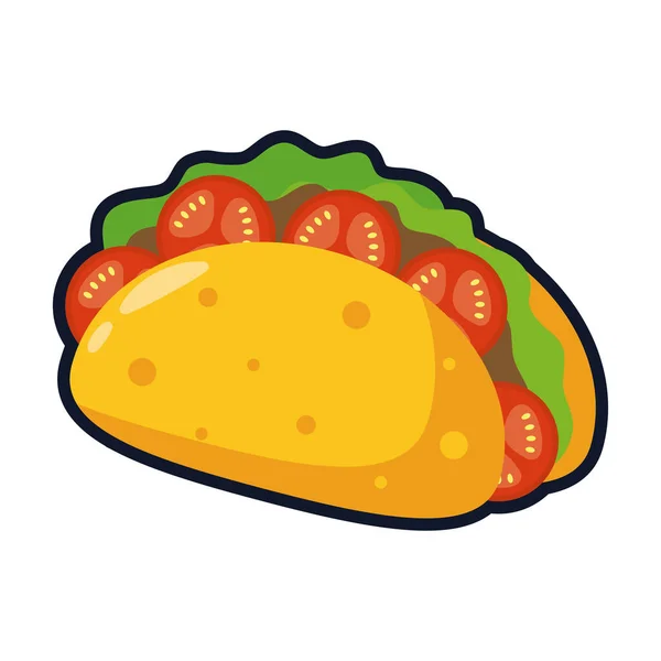 Köstliche mexikanische Tacos traditionelles Essen flachen Stil-Ikone — Stockvektor