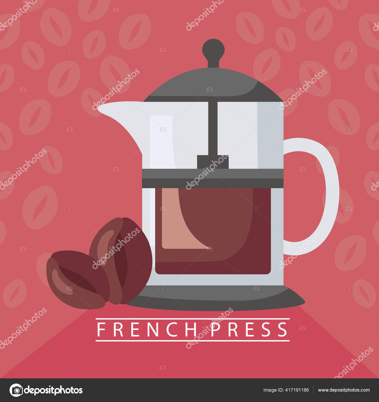 Coffee brewing methods poster with french press maker Stock Vector