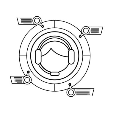 Kulaklık bilgisine sahip bir adam istatistik satırı biçimi simgesi