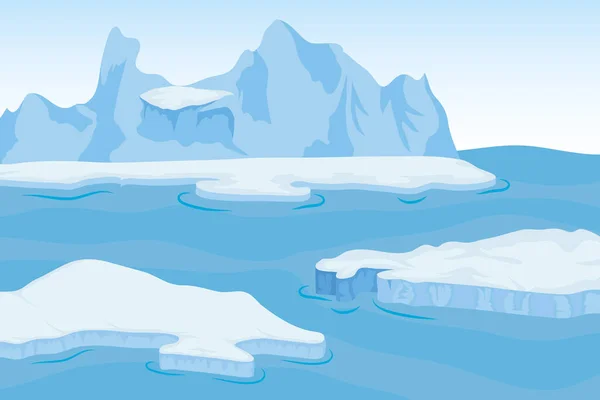 Jéghegy blokk sarkvidéki jelenet táj — Stock Vector