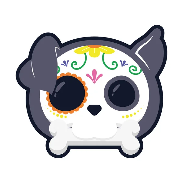 Tradicional mexicano cabeza del cráneo del perro icono de estilo plano — Vector de stock