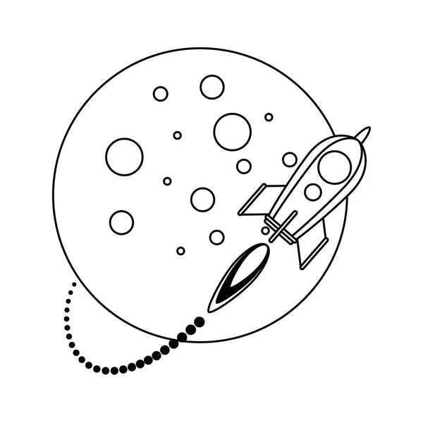 Lansator de rachete în jurul pictogramei liniei planetei — Vector de stoc