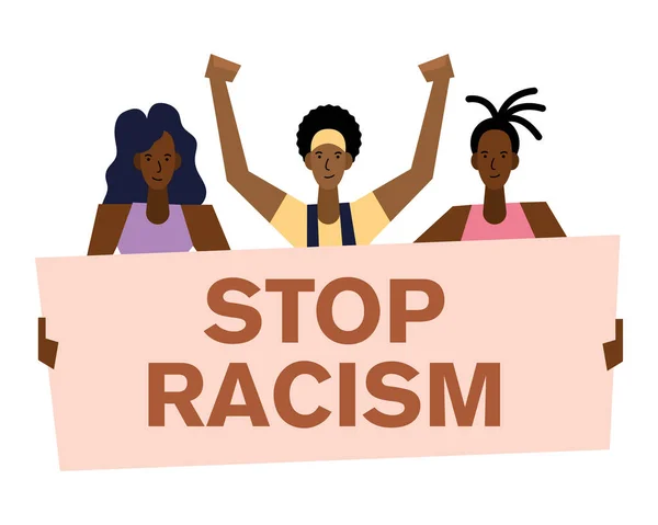 Zatrzymać rasizm czarny życie znaczenie sztandar i kobiety wektor projekt — Wektor stockowy