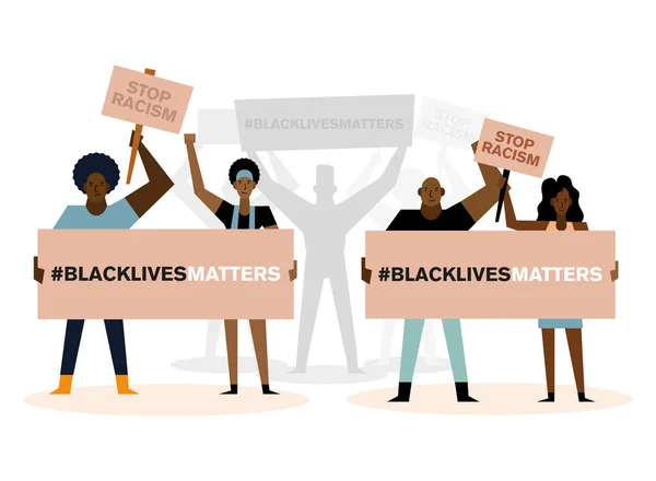 Schwarze Leben zählen Stop Rassismus Banner und Menschen Vektor Design — Stockvektor