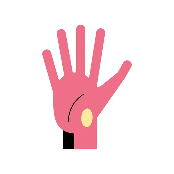 Linguagem de sinal de mão linha de cinco números e design de vetor ícone de estilo de preenchimento — Vetor de Stock